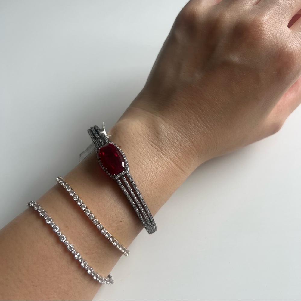 NEW Jean Dousset Fancy Ruby Hinged Bracelet